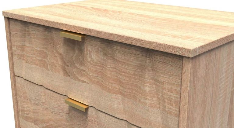 Diamond Oak Effect 3 Drawer Midi Chest with Gold Hairpin Legs