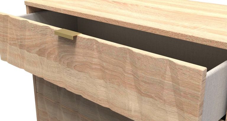 Diamond Oak Effect 3 Drawer Small Chest with Gold Hairpin Legs