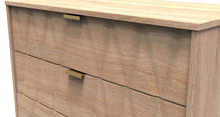 Diamond Oak Effect 5 Drawer Chest with Gold Hairpin Legs