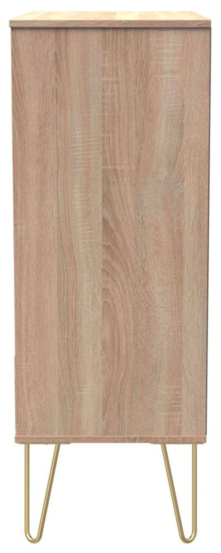 Diamond Oak Effect 5 Drawer Chest with Gold Hairpin Legs