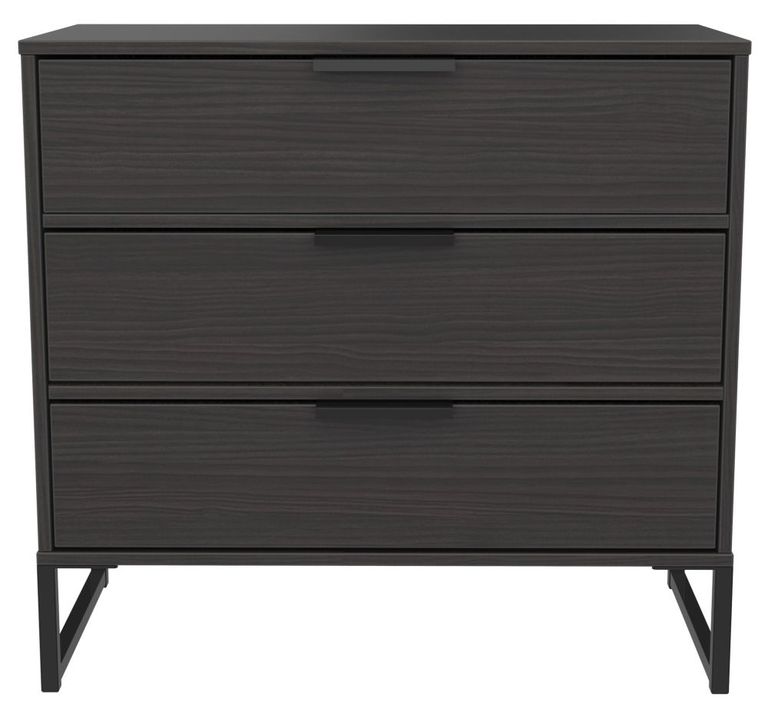 Diego Black 3 Drawer Small Chest