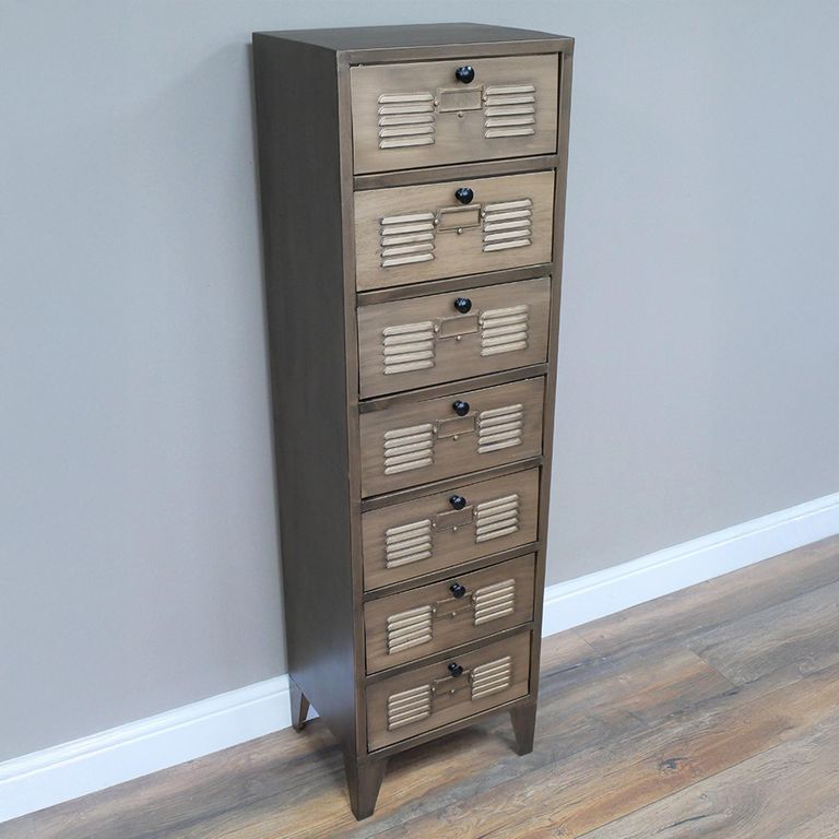Tallboy Chest - Multi Drawer - Gold - Metal