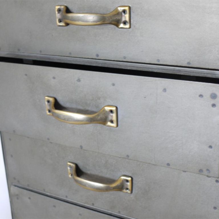 Tallboy Chest - 3 Drawer - Grey Metal - Industrial