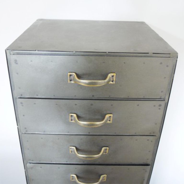 Tallboy Chest - 3 Drawer - Grey Metal - Industrial