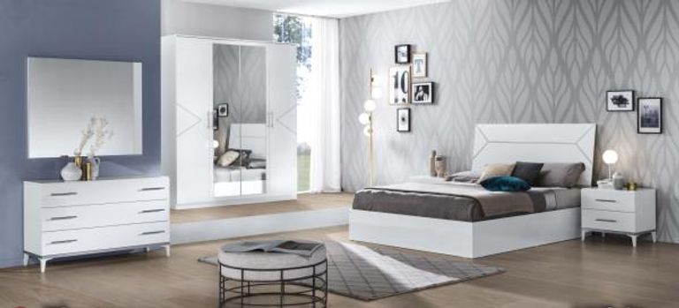 Elegance White Italian 3 Drawer Dresser with Mirror