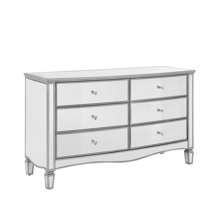 Elysee Wide Chest - 6 Drawer - Mirrored