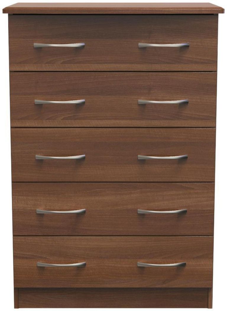 Eve Walnut Effect 5 Drawer Chest