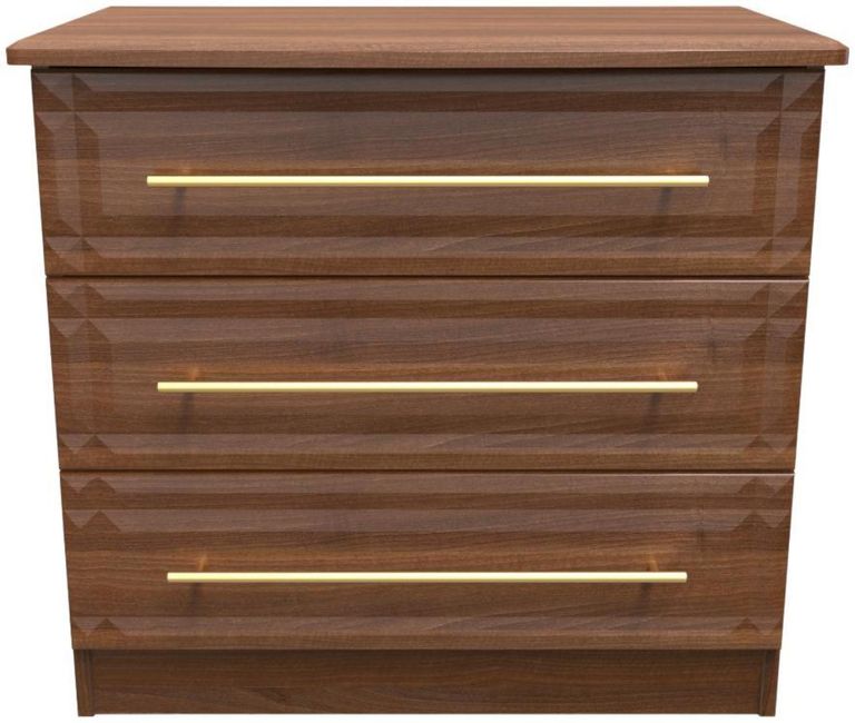 Faye Walnut Effect 3 Drawer Small Chest