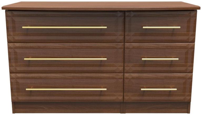 Faye Walnut Effect 6 Drawer Midi Dresser
