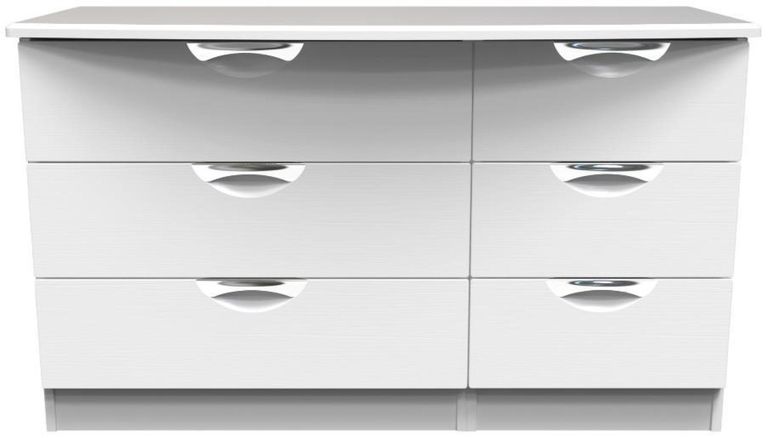Flora White 6 Drawer Midi Dresser