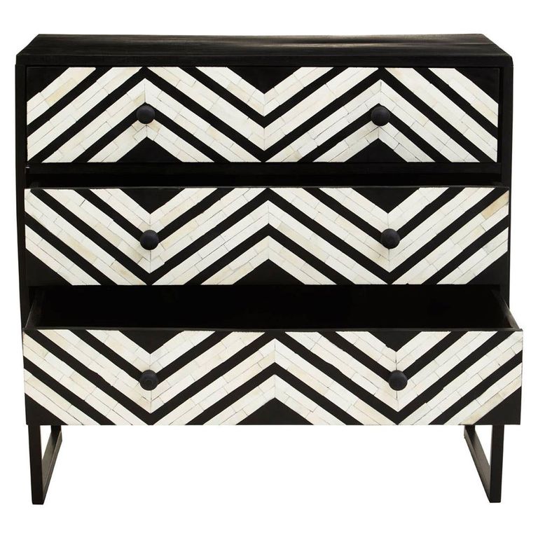 Fusion Chest - 3 Drawer - Black Bone Inlay