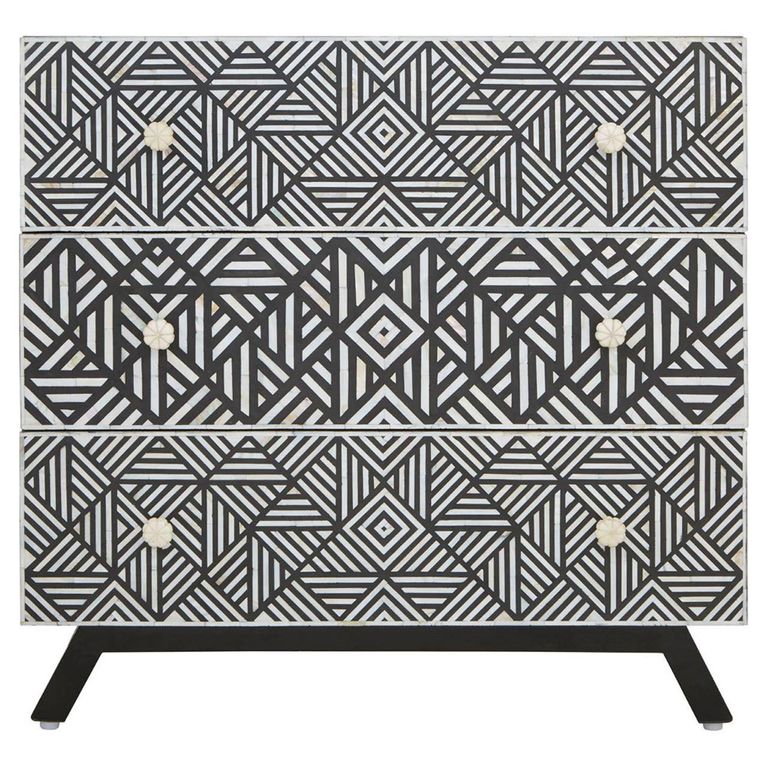 Fusion Chest - 3 Drawer - Black Mother of Pearl