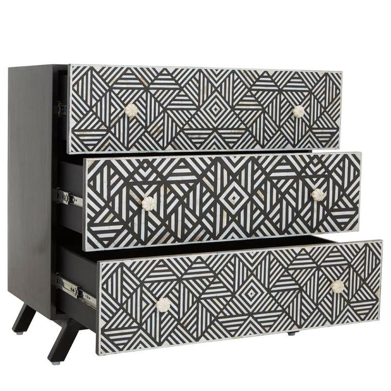 Fusion Chest - 3 Drawer - Black Mother of Pearl