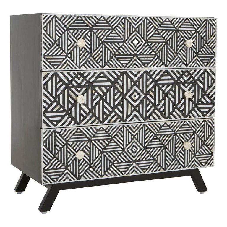 Fusion Chest - 3 Drawer - Black Mother of Pearl