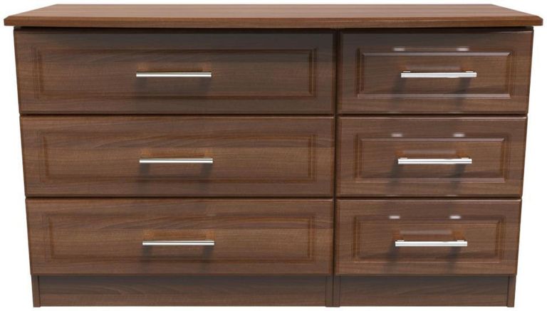Gina Walnut Effect 6 Drawer Midi Dresser