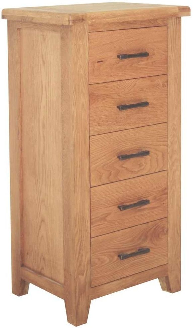 Hampshire Oak Chest - 5 Drawer - Narrow