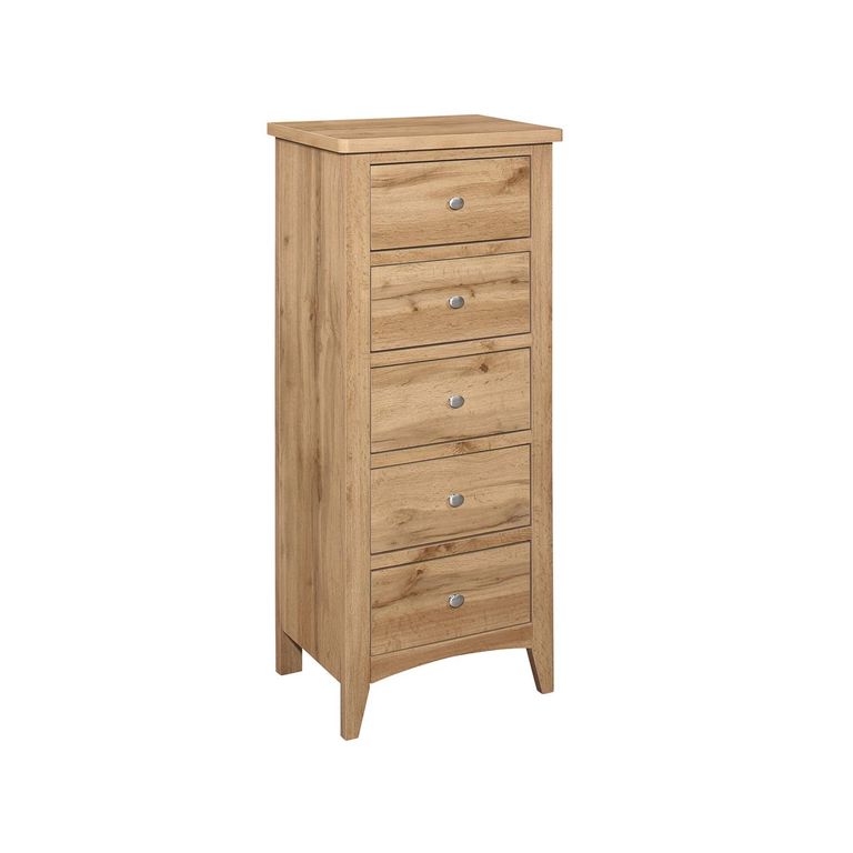 Hampstead Tall Chest - 5 Drawer - Rustic Oak 