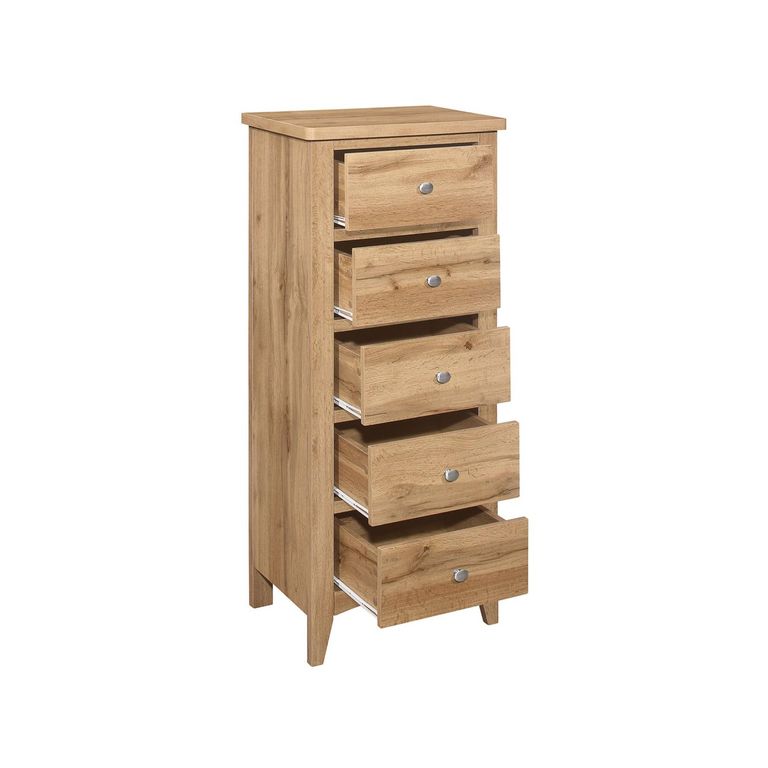 Hampstead Tall Chest - 5 Drawer - Rustic Oak 