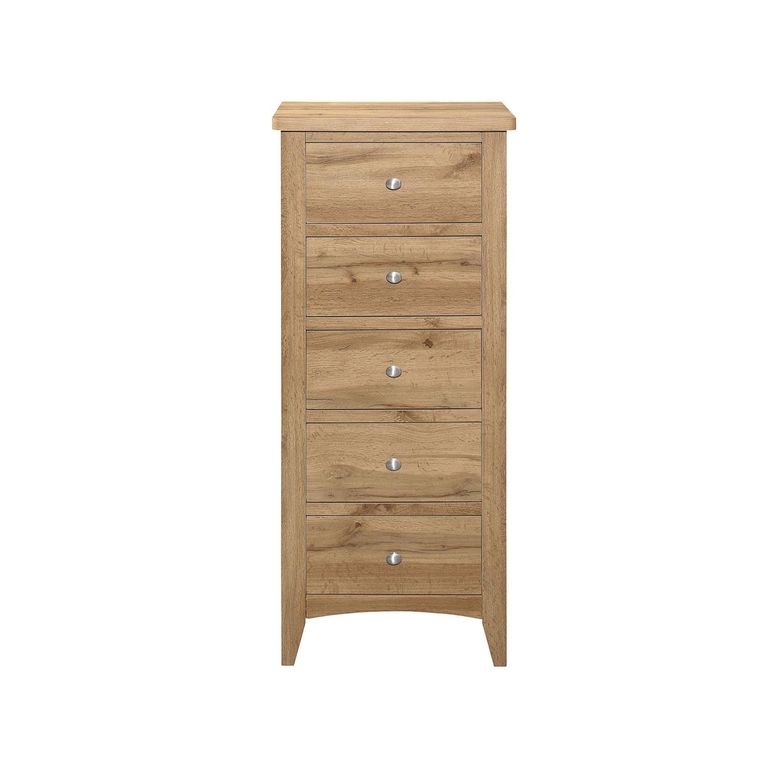 Hampstead Tall Chest - 5 Drawer - Rustic Oak 