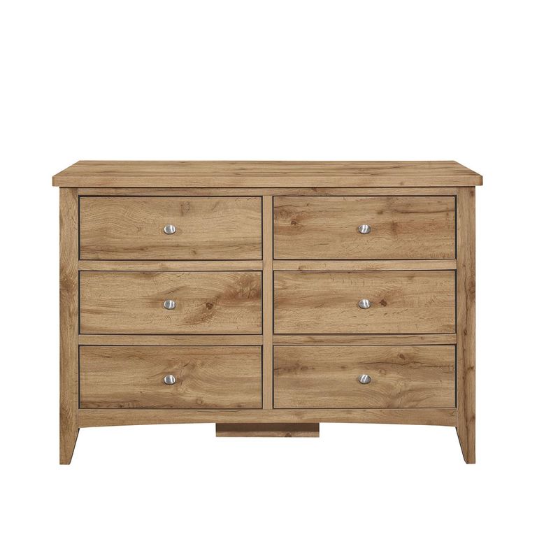 Hampstead Wide Chest - 6 Drawer - Rustic Oak 