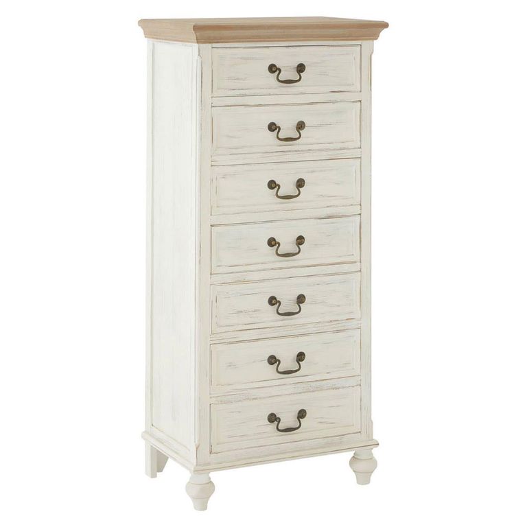 Hendra Tall Chest - 7 Drawer - White Wood