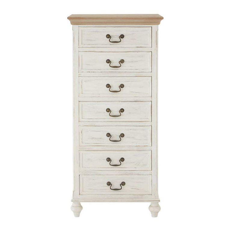 Hendra Tall Chest - 7 Drawer - White Wood
