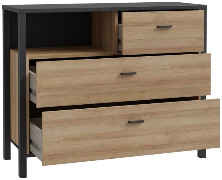 High Rock Oak Effect 3 Drawer Small Chest