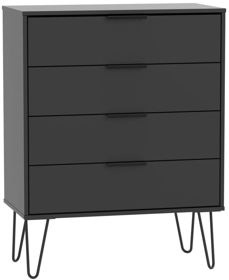 Hong Kong Black 4 Drawer Chest with Hairpin Legs