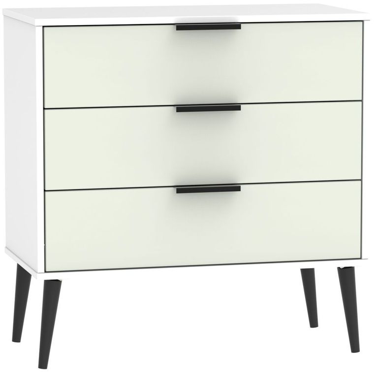 Hong Kong Cashmere and White 3 Drawer Midi Chest with Wooden Legs