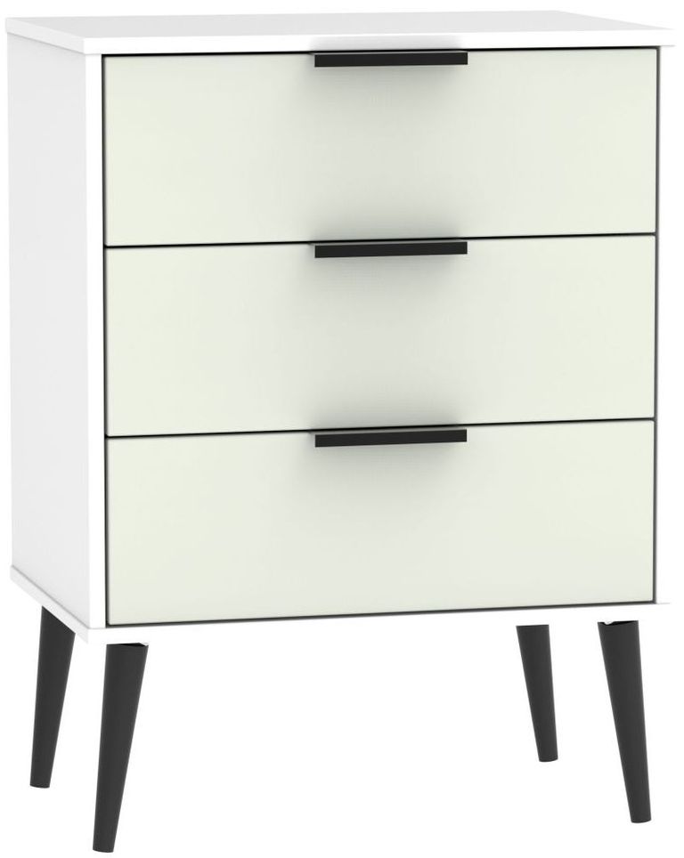 Hong Kong Cashmere and White 3 Drawer Small Chest with Wooden Legs