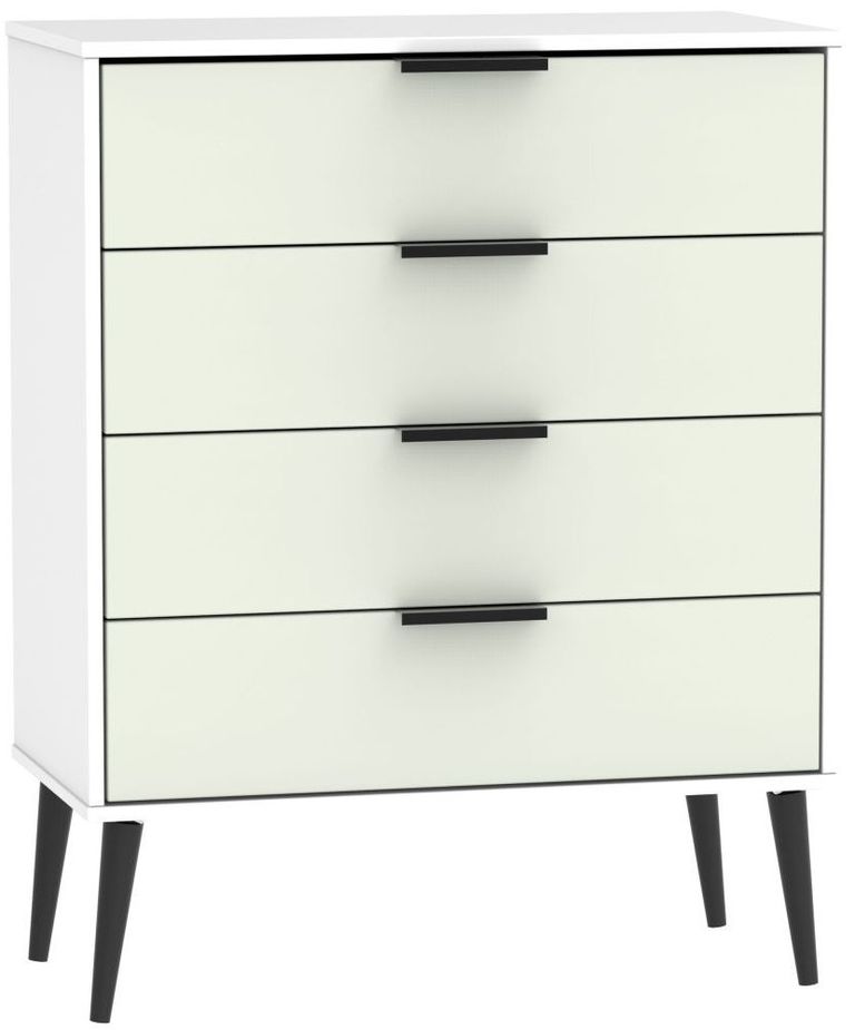 Hong Kong Cashmere and White 4 Drawer Chest with Wooden Legs