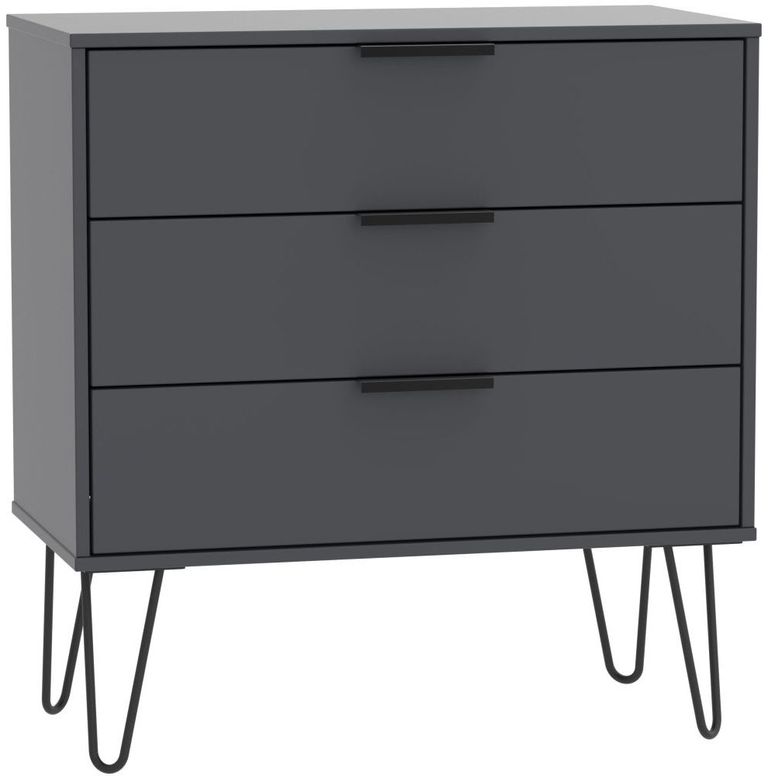 Hong Kong Graphite 3 Drawer Midi Chest with Hairpin Legs