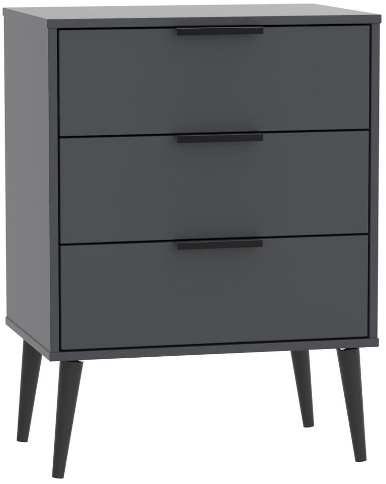 Hong Kong Graphite 3 Drawer Small Chest with Wooden Legs