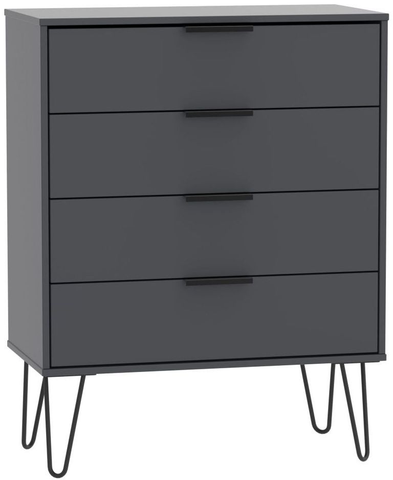 Hong Kong Graphite 4 Drawer Chest with Hairpin Legs
