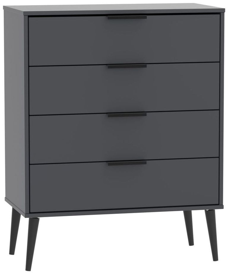 Hong Kong Graphite 4 Drawer Chest with Wooden Legs