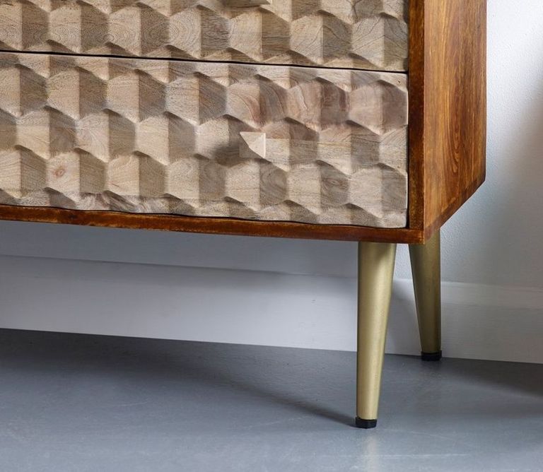 Imphal Mango Wood Geomatric 4 Drawer Chest