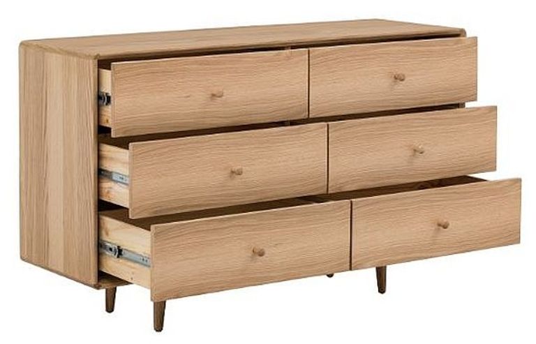 Jenson Oak Chest - 6 Drawer - Wide
