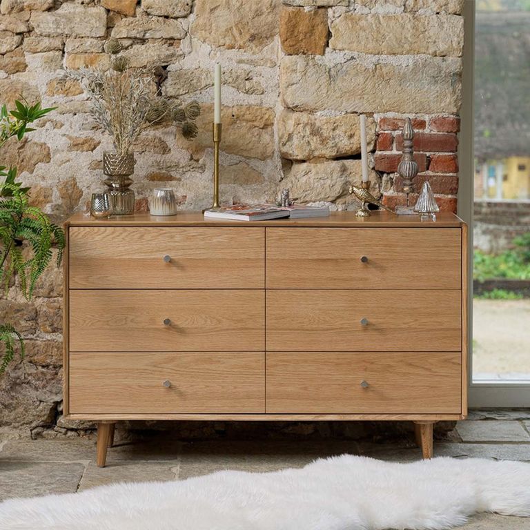 Jenson Oak Chest - 6 Drawer - Wide