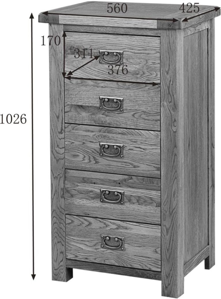 Kent Oak 5 Drawer Chest