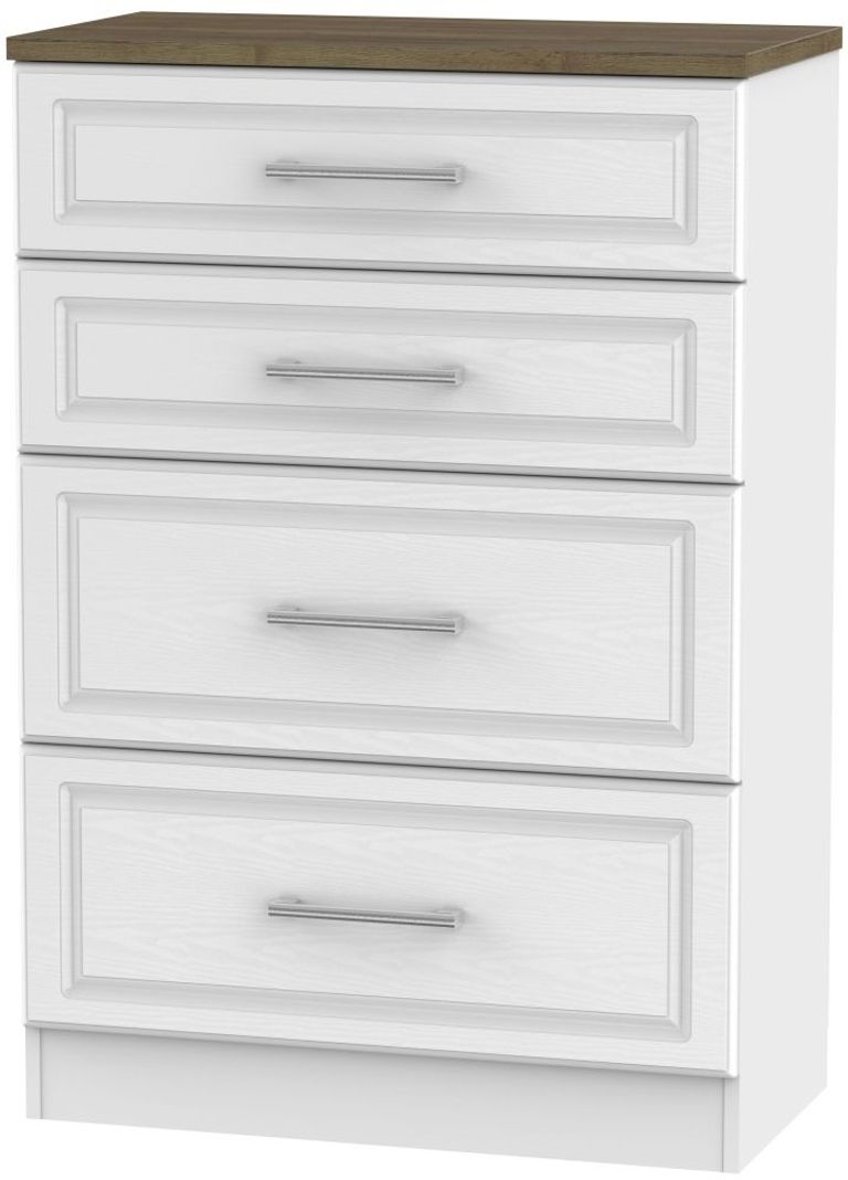 Kent White and Oak 4 Drawer Deep Chest