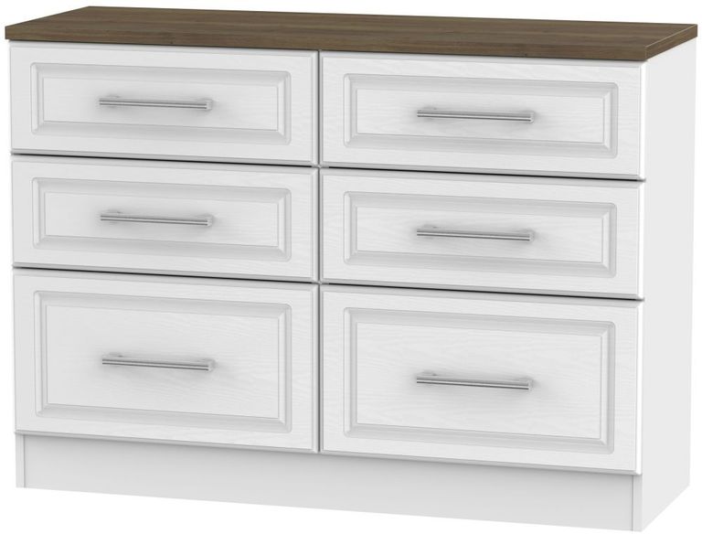 Kent White and Oak 6 Drawer Midi Chest