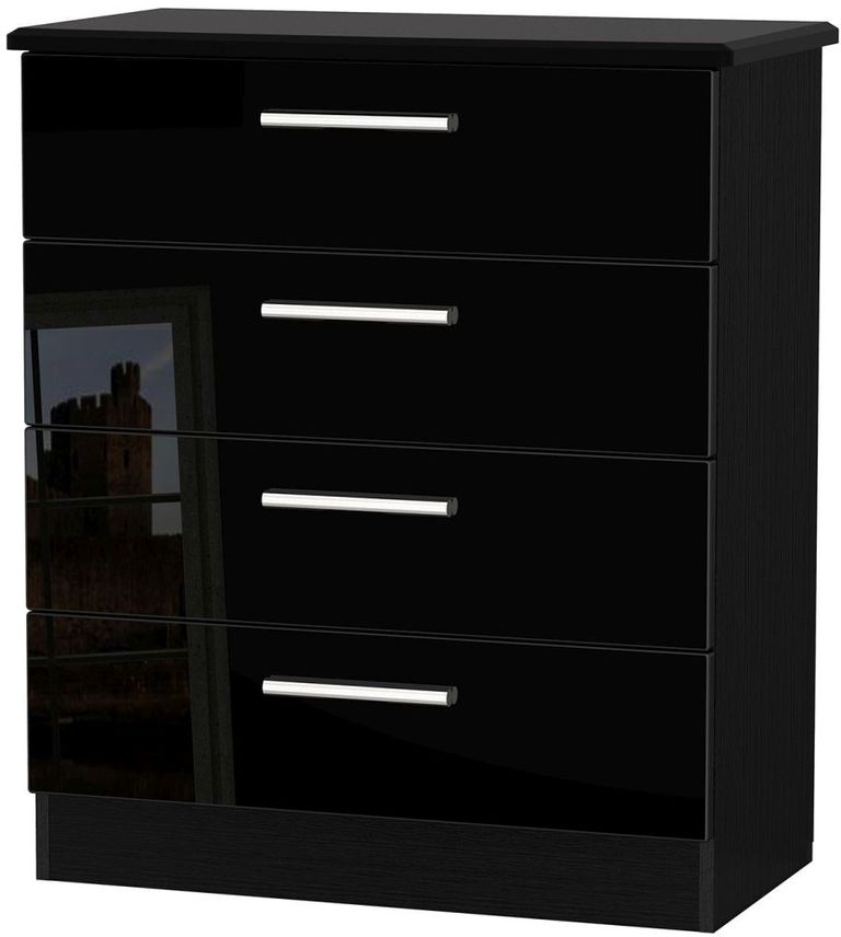 Knightsbridge Black Gloss 4 Drawer Chest