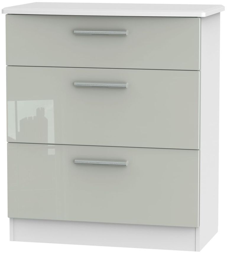 Knightsbridge Cashmere Gloss and White 3 Drawer Deep Chest