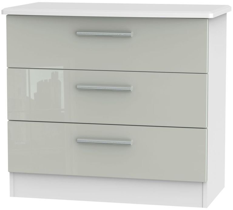 Knightsbridge Cashmere Gloss and White 3 Drawer Small Chest