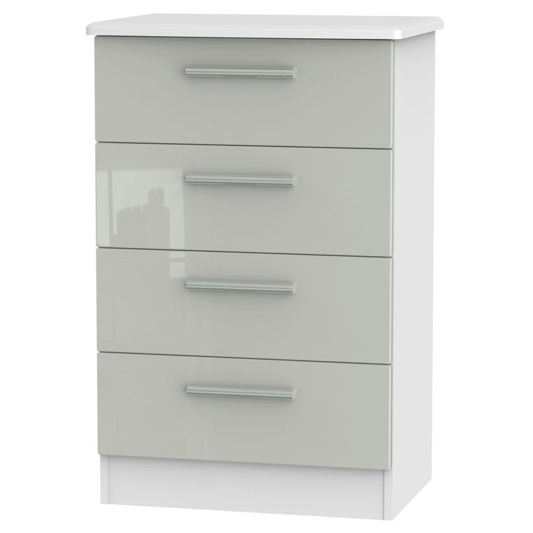 Knightsbridge Cashmere Gloss and White 4 Drawer Midi Chest