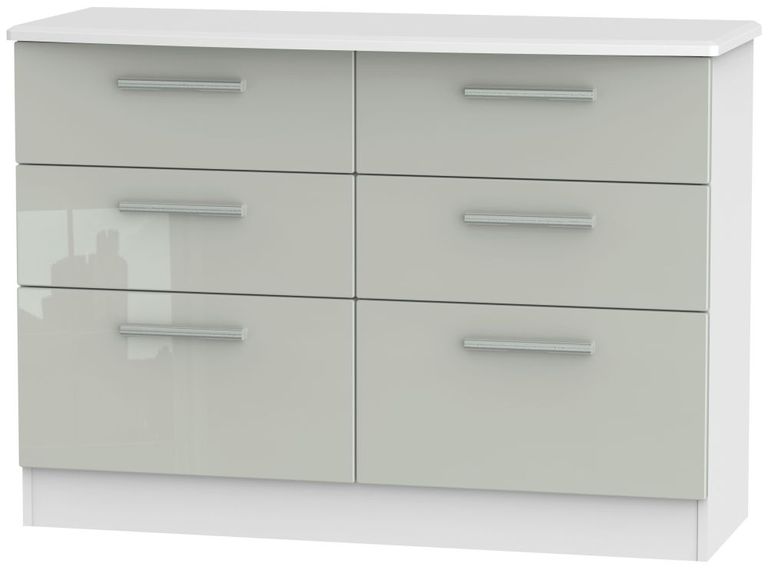 Knightsbridge Cashmere Gloss and White 6 Drawer Midi Chest