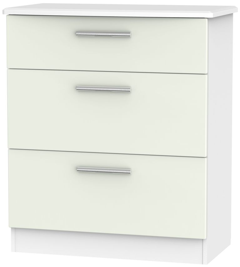 Knightsbridge Cashmere Matt and White 3 Drawer Deep Chest
