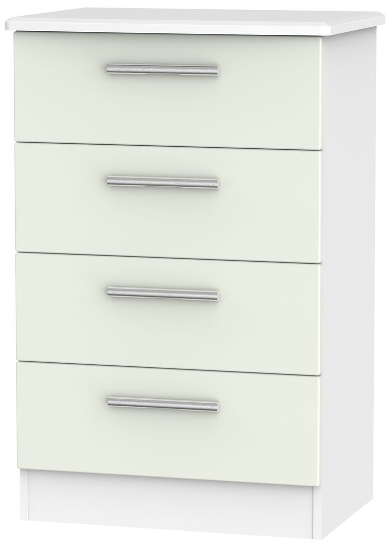 Knightsbridge Cashmere Matt and White 4 Drawer Midi Chest