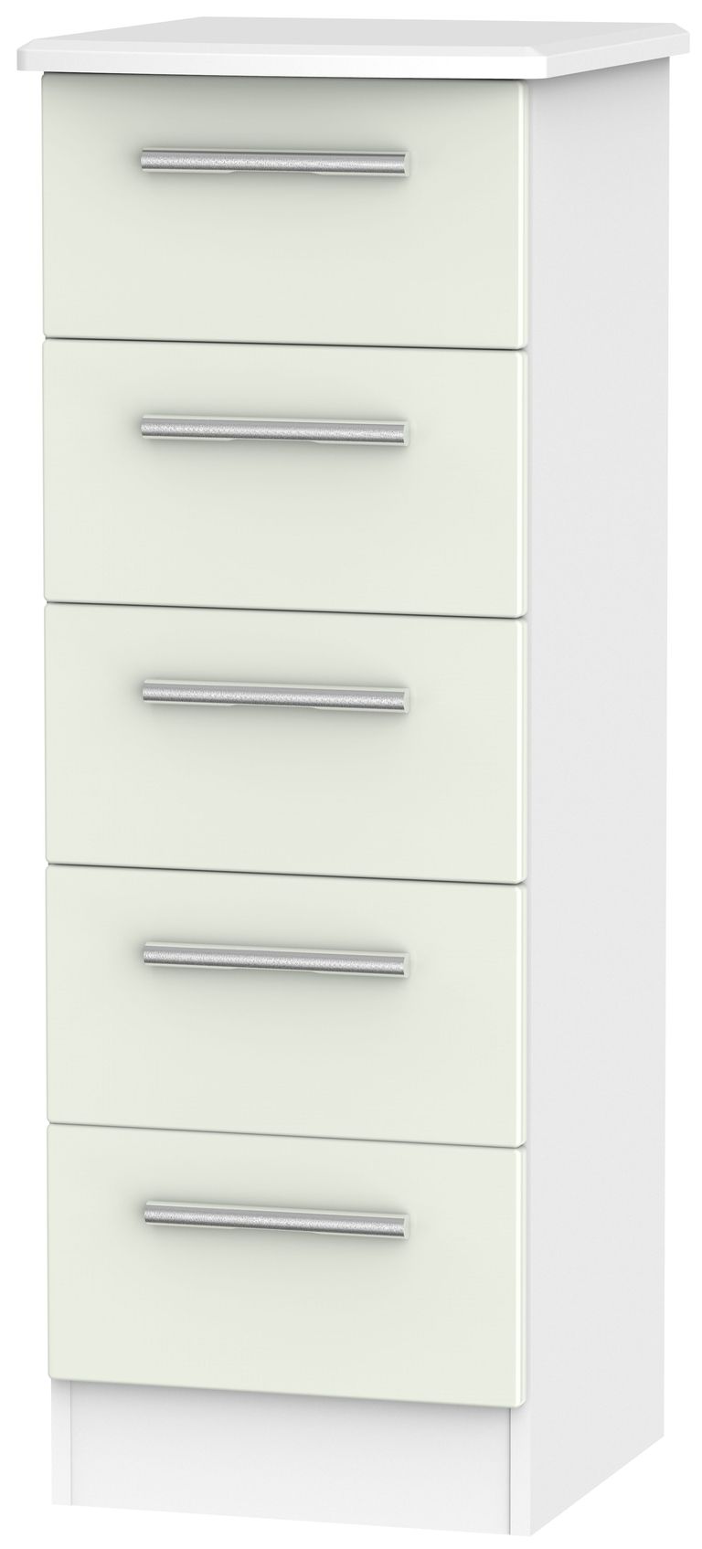 Knightsbridge Cashmere Matt and White 5 Drawer Narrow Chest