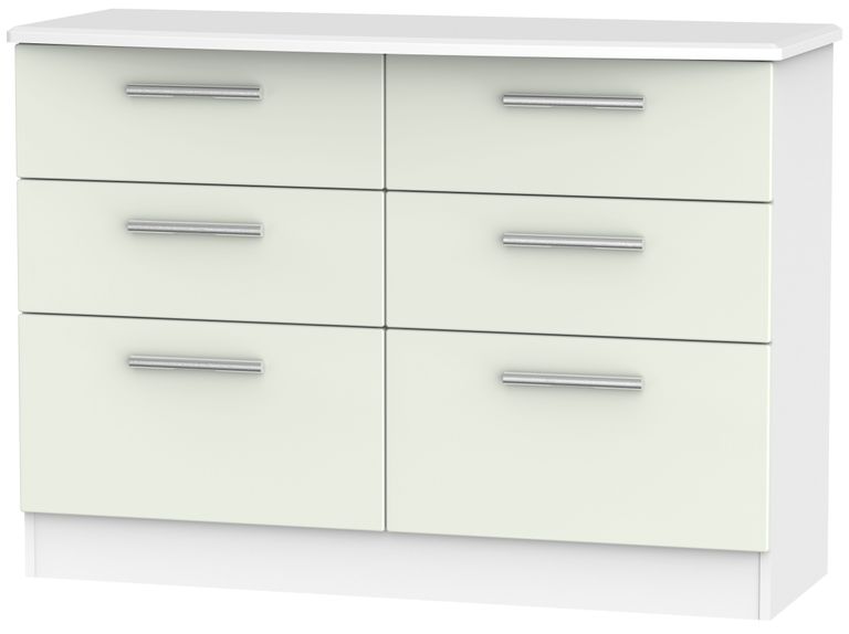 Knightsbridge Cashmere Matt and White 6 Drawer Midi Chest